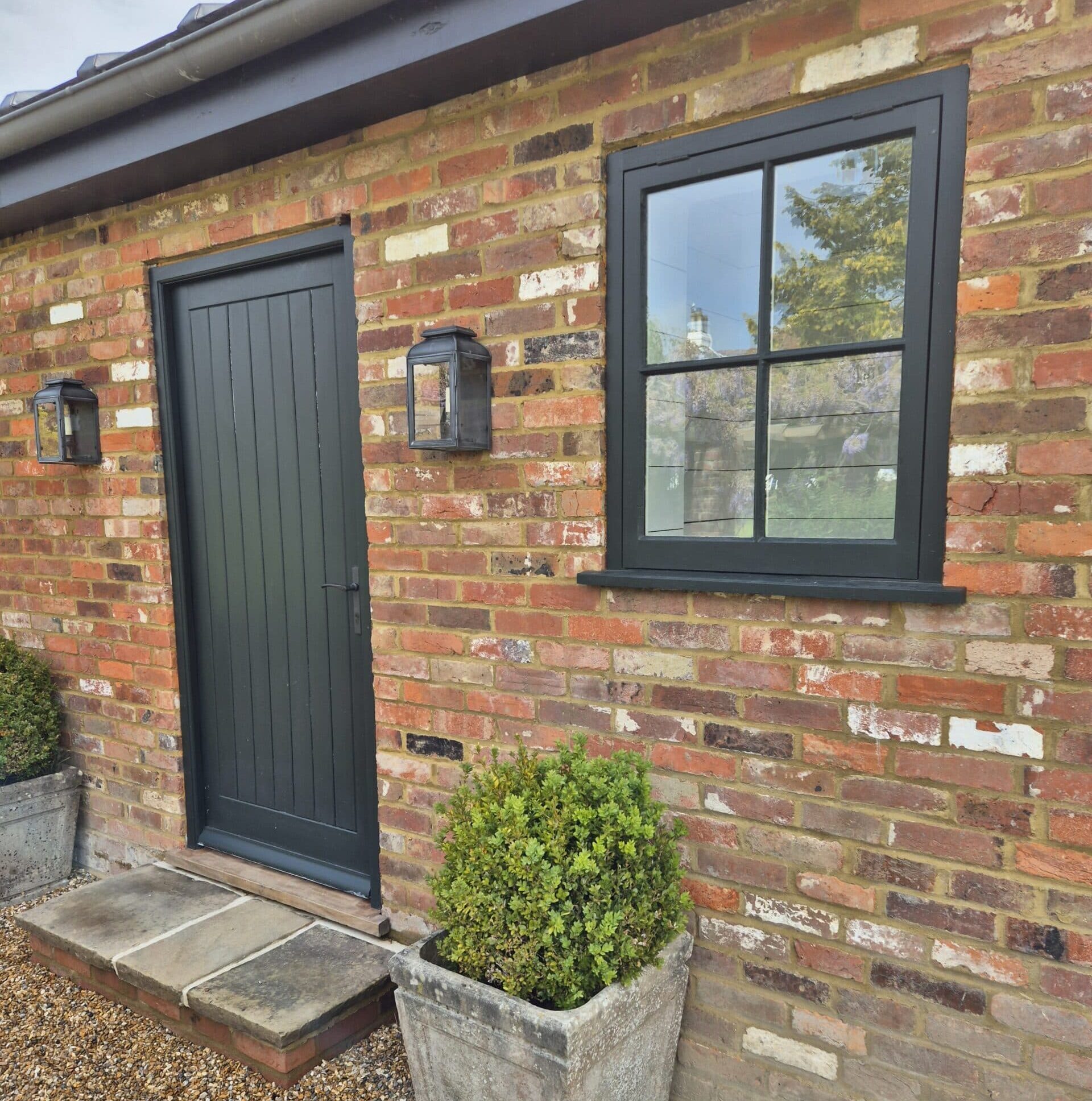 Front door and window