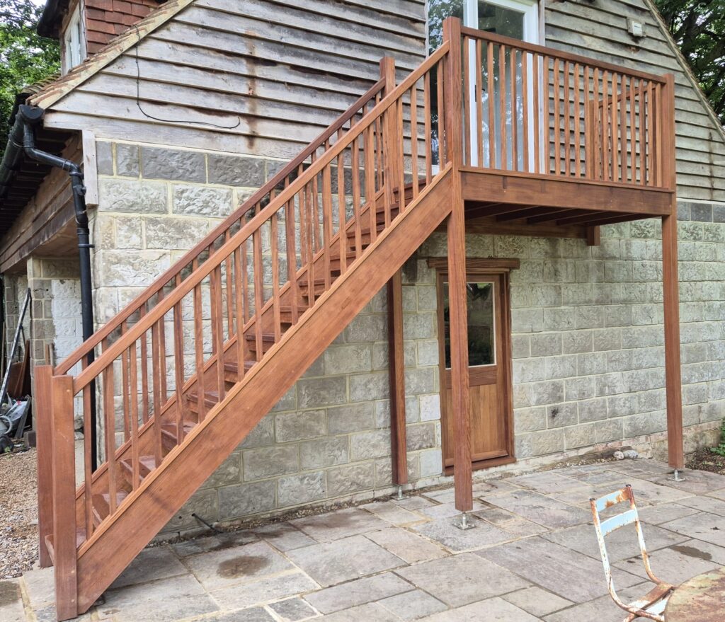 External staircase in iroko